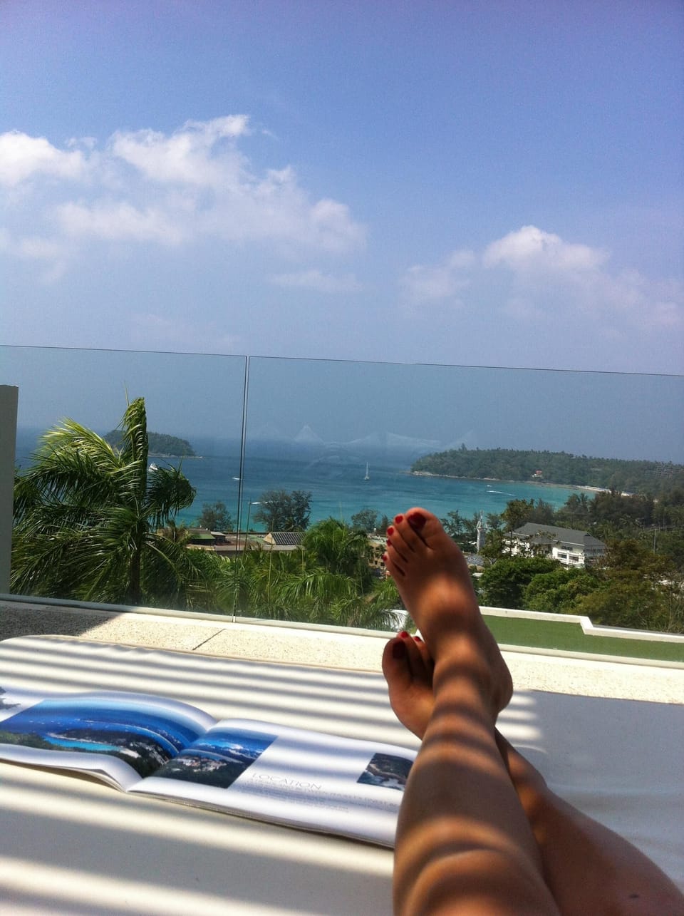 sunbathing on own balcony