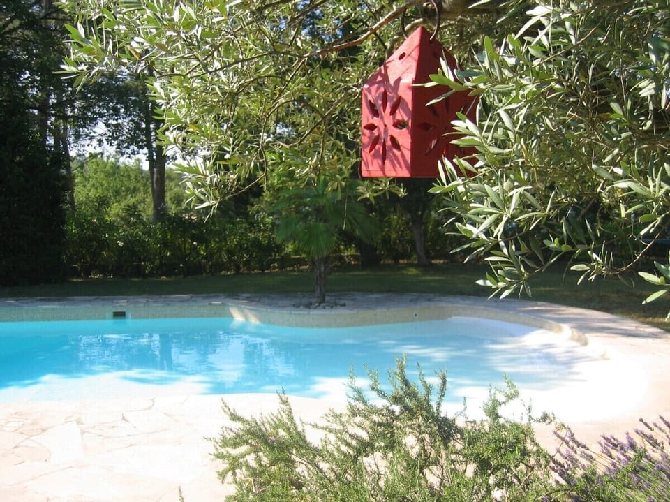 Beautiful swimming pool with beach effect