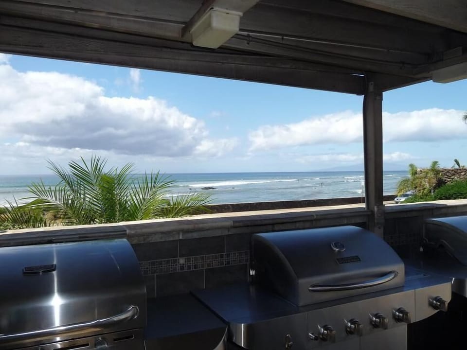 The cooks view while grilling. Great location for seeing the whales!! 