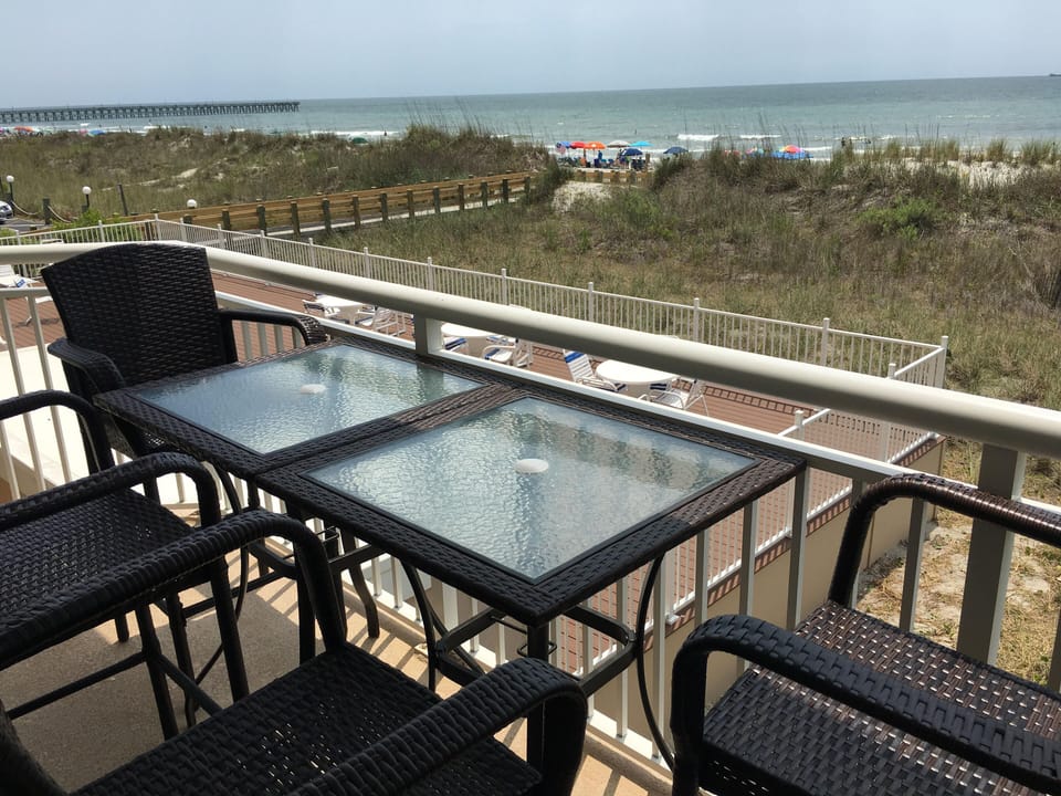 Deck - 2 tables & six bar height chairs