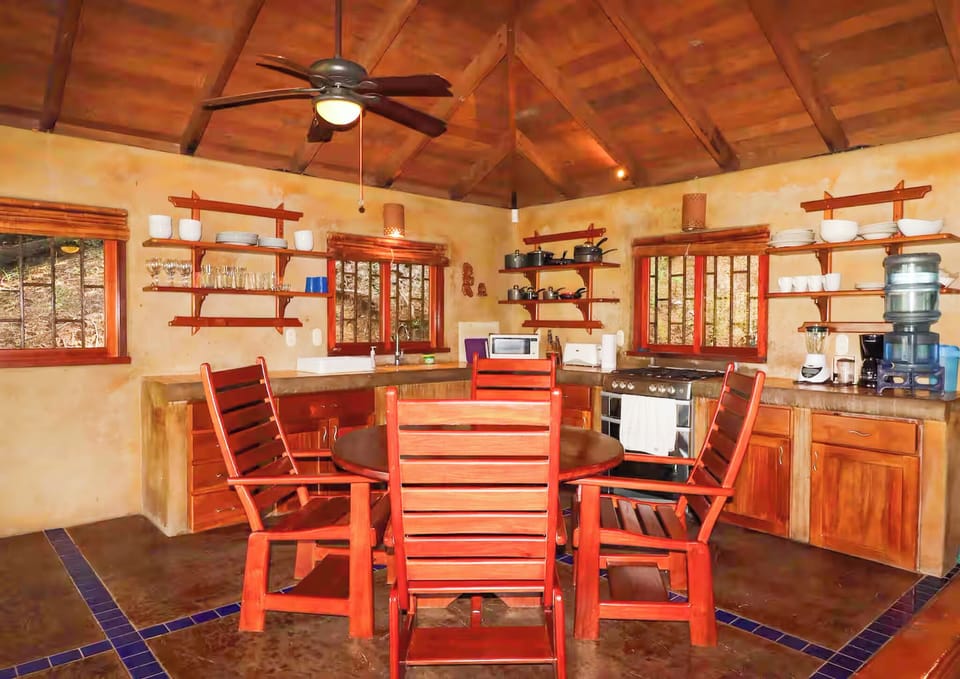 Dining table with seating for up to 6.