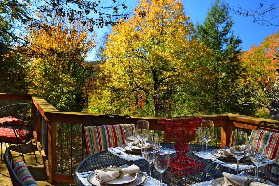 Sit on the spacious deck and enjoy winter views of Grandfather mountain