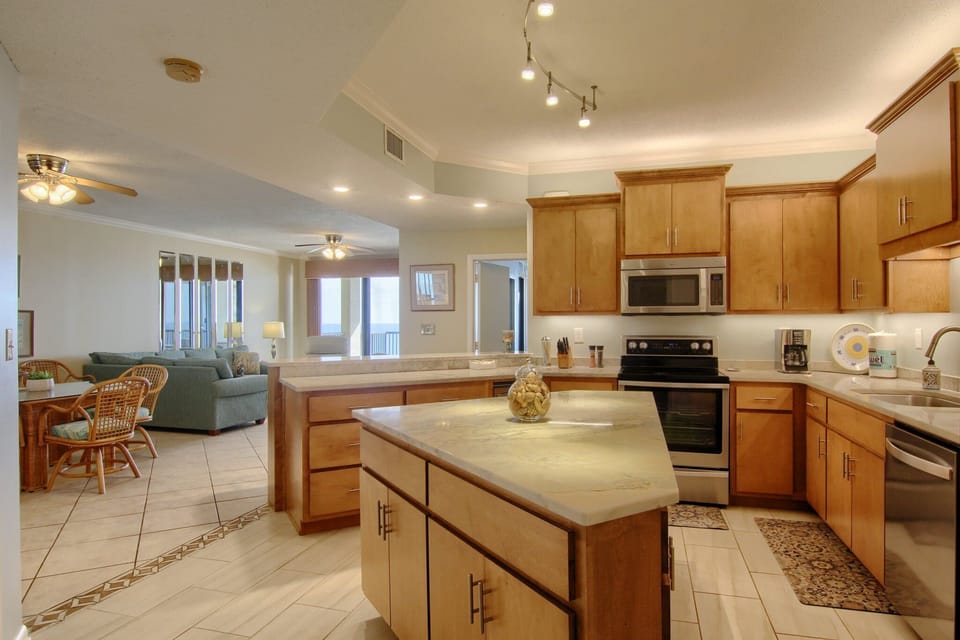 Large island in kitchen for easy meal prep