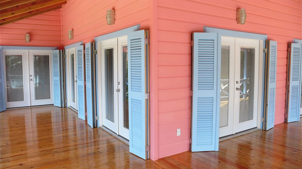 french doors surround the veranda