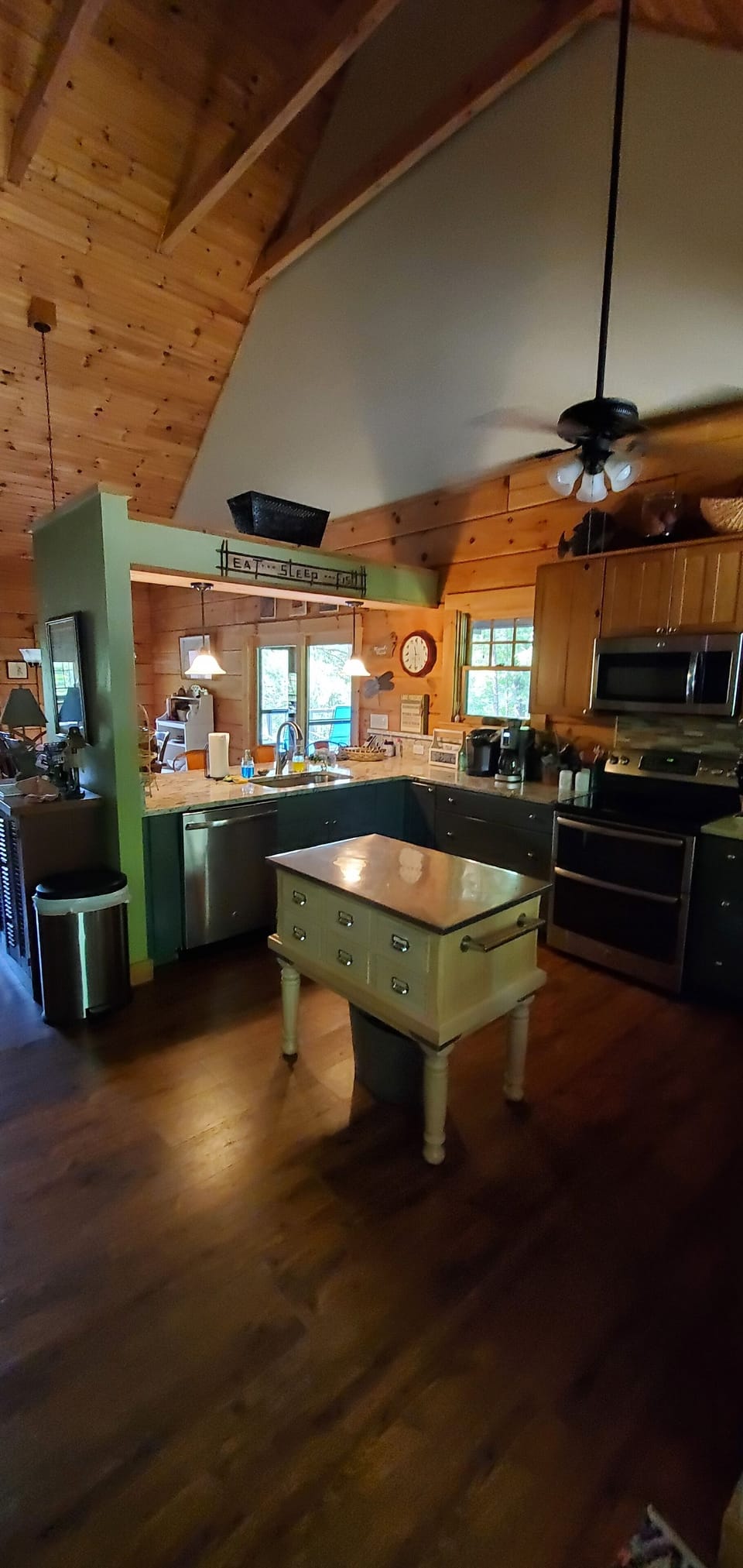 Kitchen view facing dining area