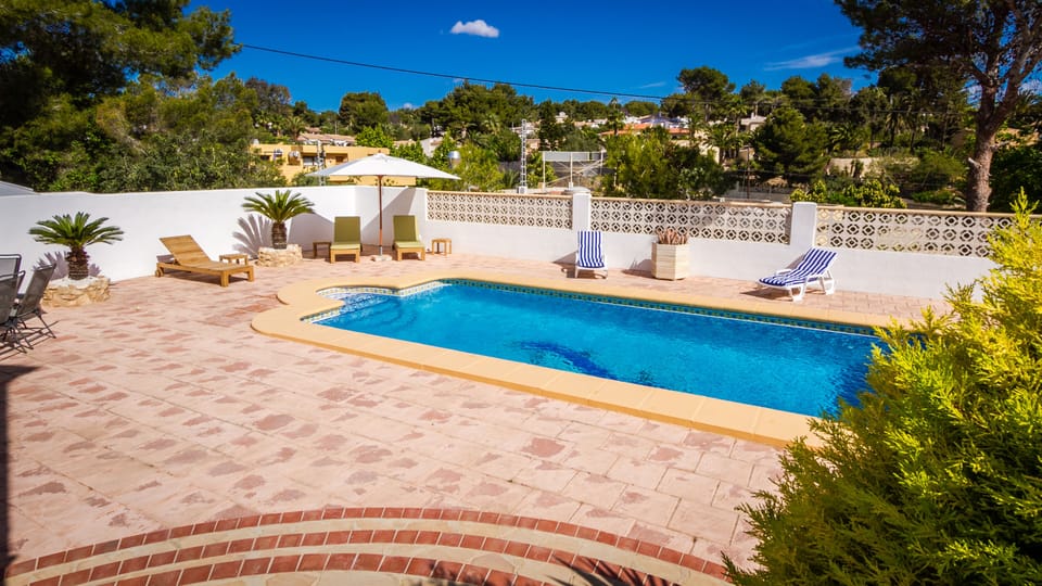Large area surrounding the pool 
