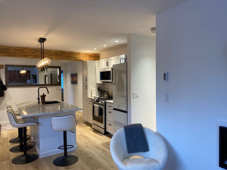View of kitchen from living area