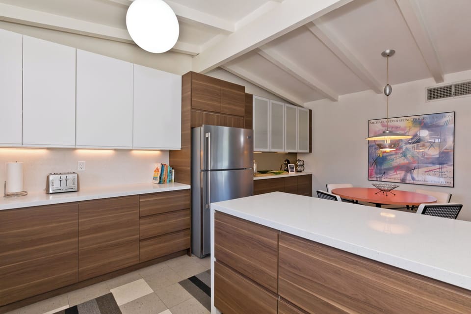 View of kitchen and dining area