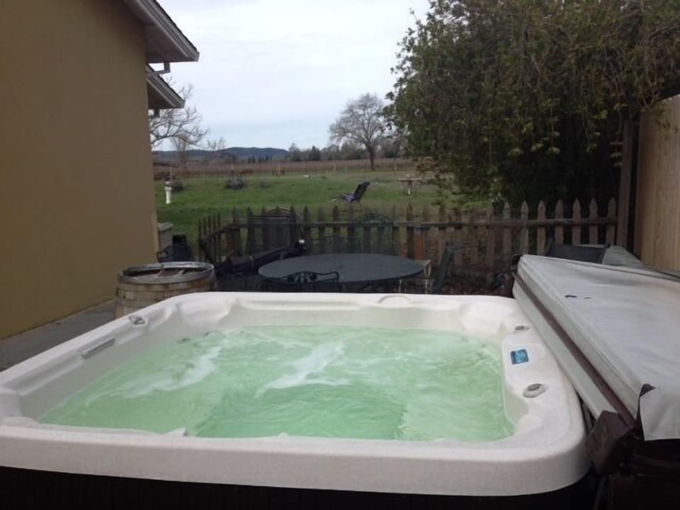 private spa looking out to vineyards