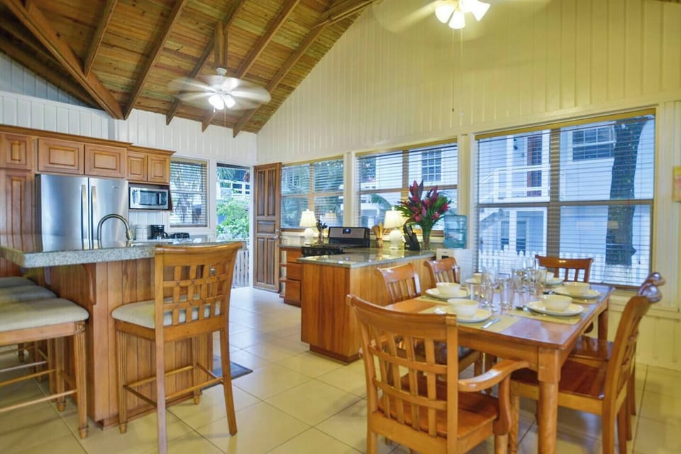 Large kitchen with bar top and plenty of counter space for entertaining.