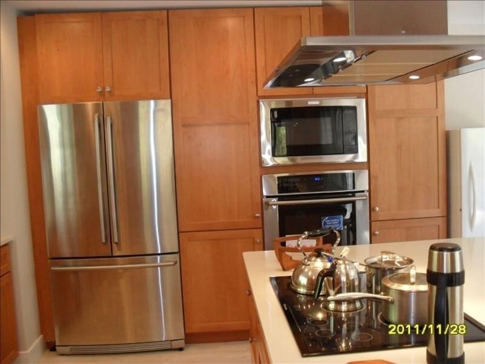 The newly renovated kitchen with an induction stove