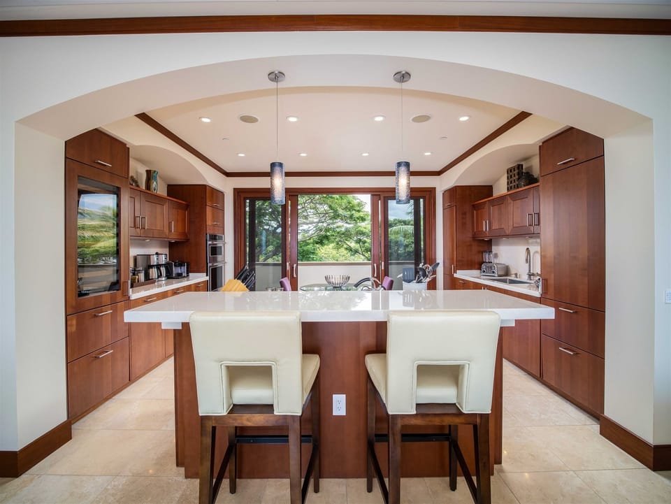 Kitchen with Bar Seating Breakfast Table for Two with Abundant Cooking Supplies