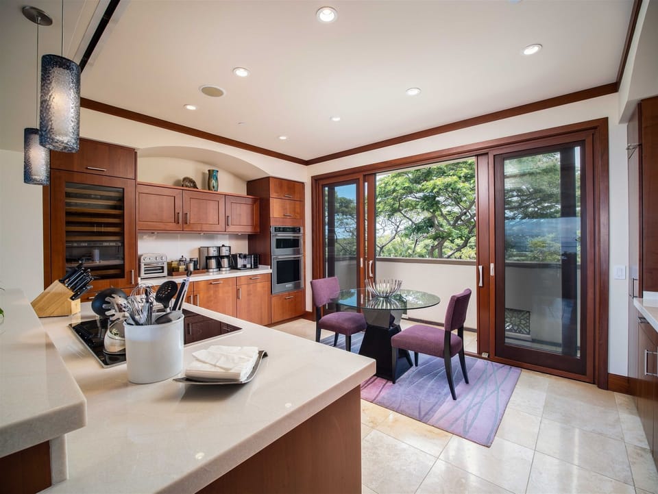 Kitchen with Bar Seating Breakfast Table for Two with Abundant Cooking Supplies