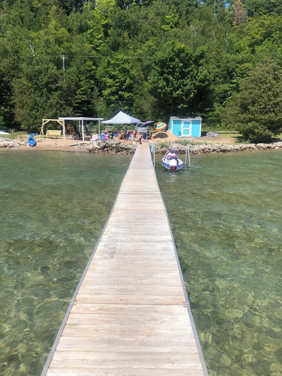 View of beach from dock.