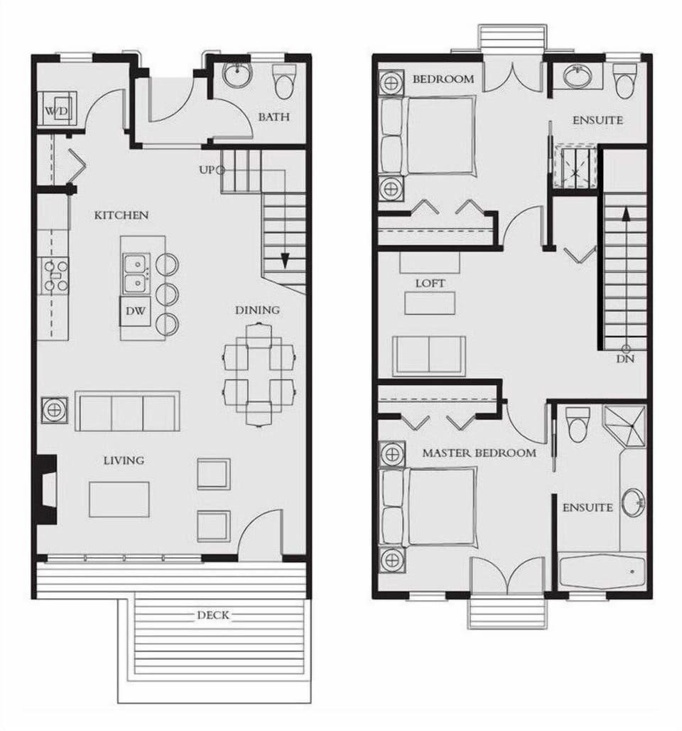 Floor plan for unit. Note that we have twin beds in the second bedroom.