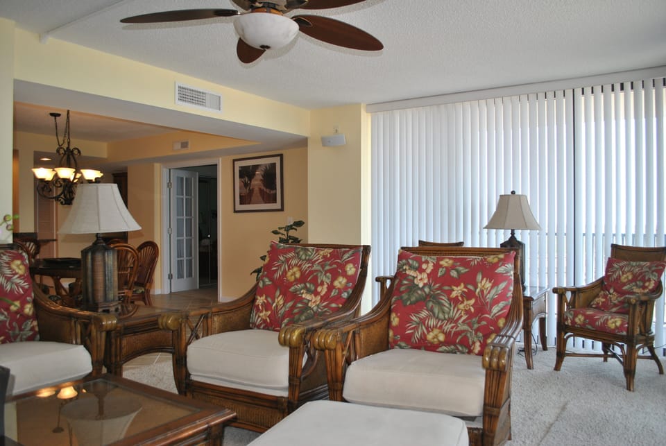 Living Room with expansive ocean views and surround sound TV viewing.