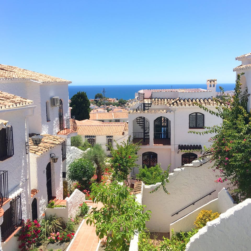 Two large terraces with sea and mountain views