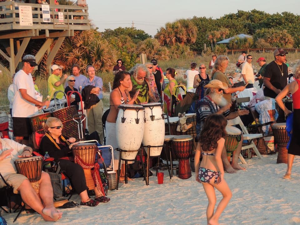 Sunset drum dance at Nokomis Beach!