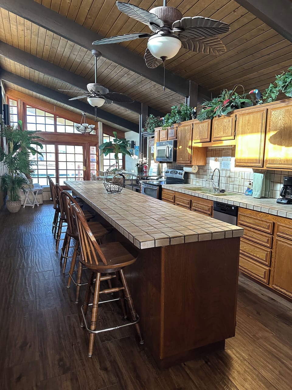 Kitchen with long dining bar