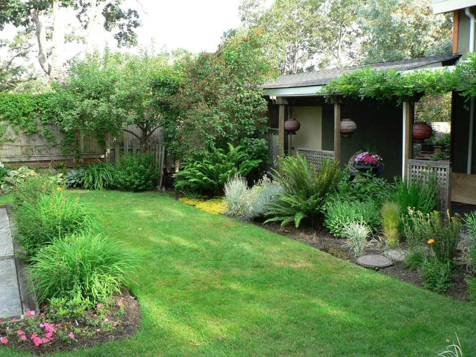 Enjoy a view of the north garden from your own porch.