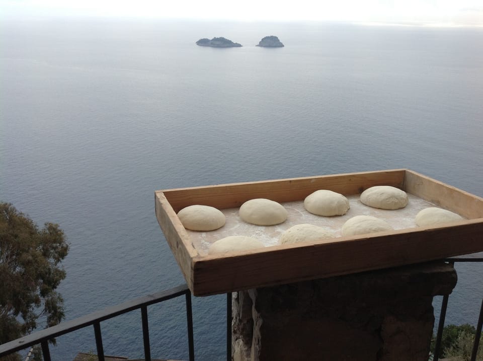 Rising Pizza dough..with sea view!