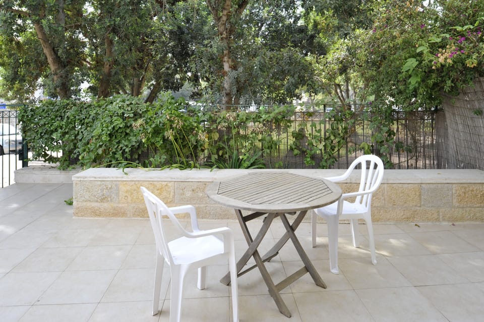 private patio facing quiet park