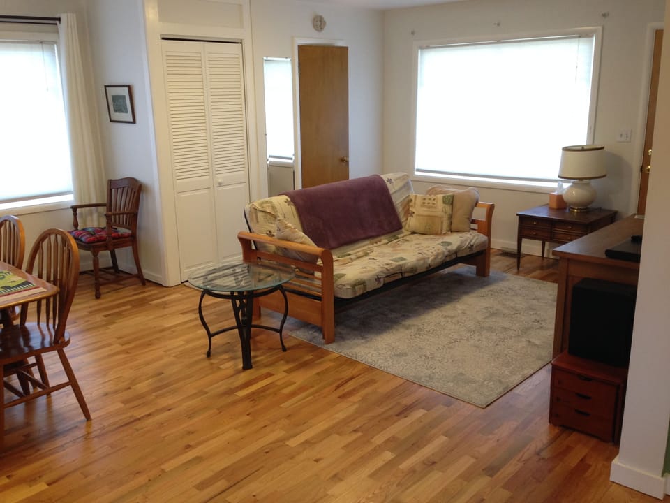 spacious back room with dining and TV viewing space