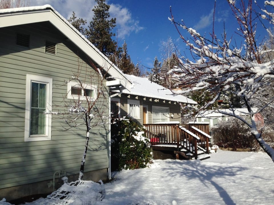 A bright winters morning behind the house