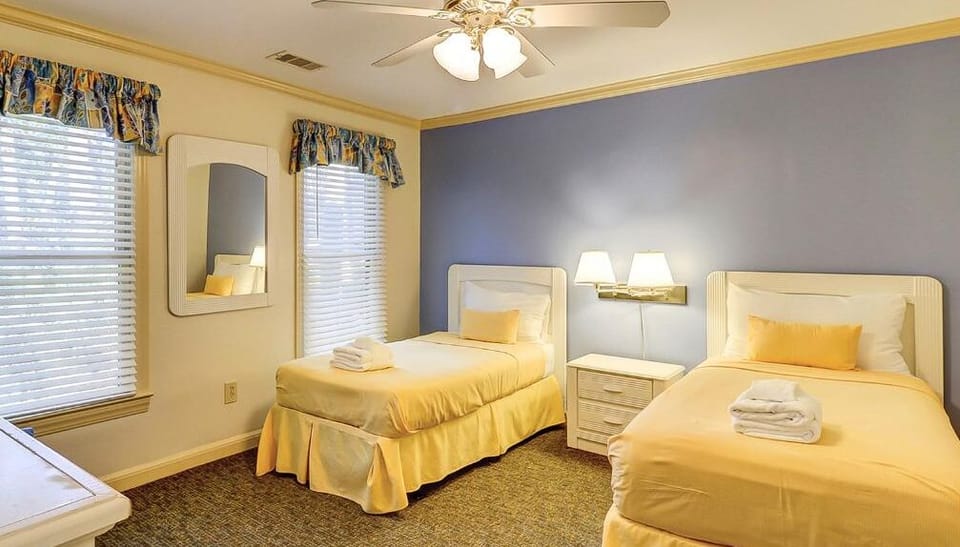 Sleep soundly in twin beds, perfect for kids or friends.