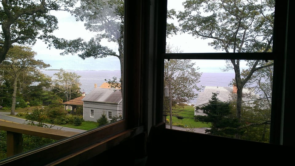 View from sun porch dining area