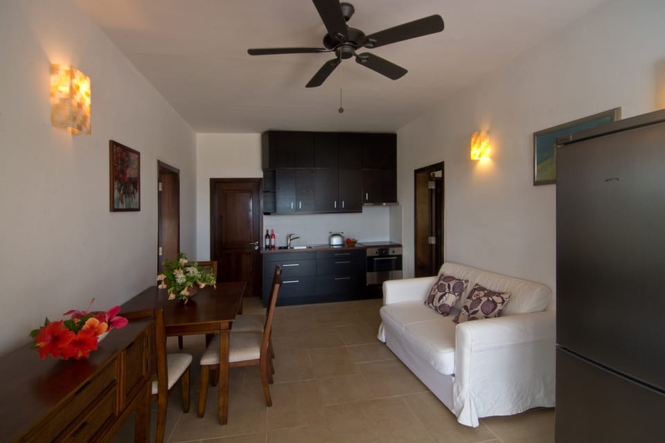 lower floor living area with kitchenette