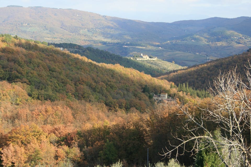 View from the Terrace in Autumn. The Arno valley is beyond the distant hills.