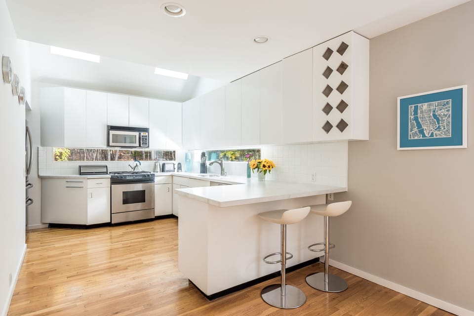Kitchen taken from indoor dining 