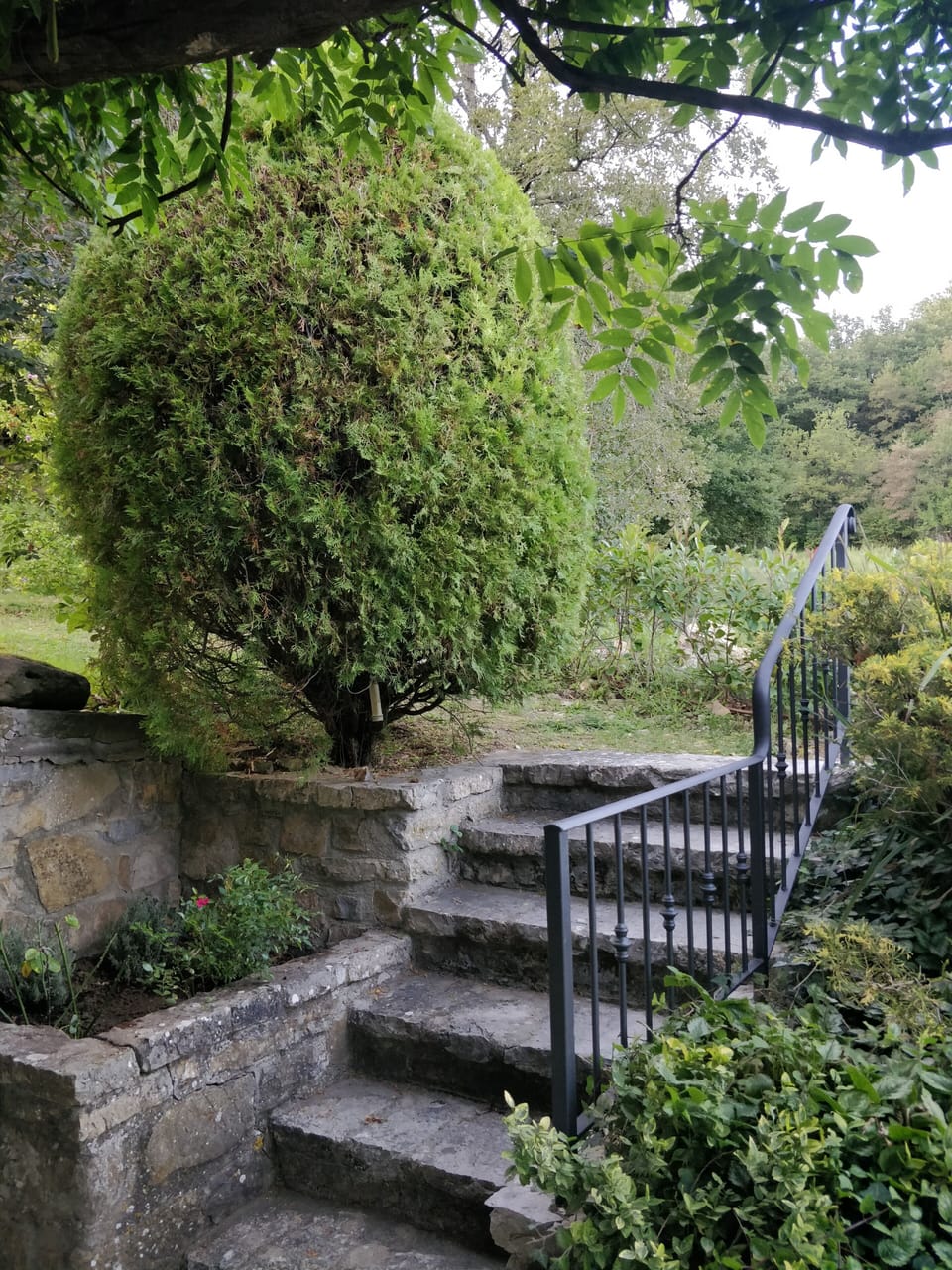 New railings from terrace to upper garden level