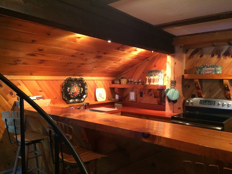 Bar is also a second kitchen: sink, oven, fridge.