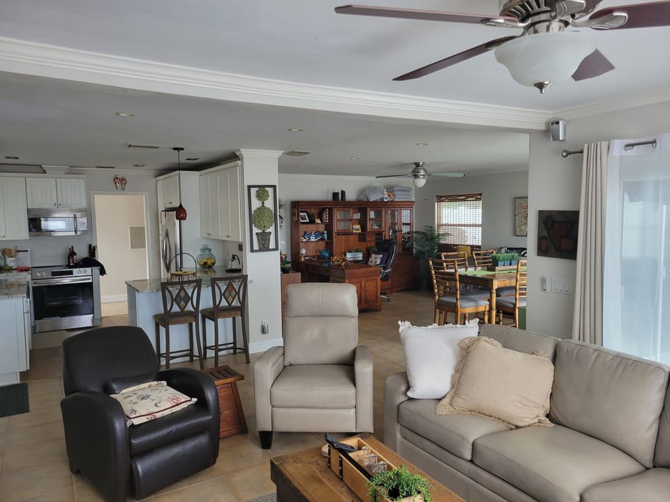TV room with office in background 