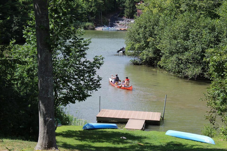 Enjoy boating off the private dock. This is the view from the wrap-around deck.