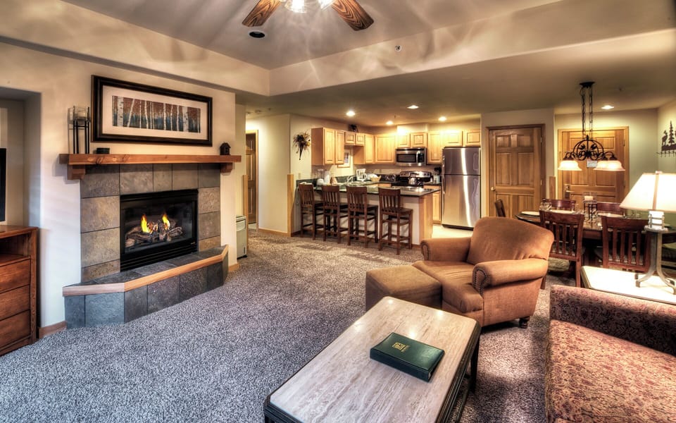 Main living area of a 2 bedroom unit.