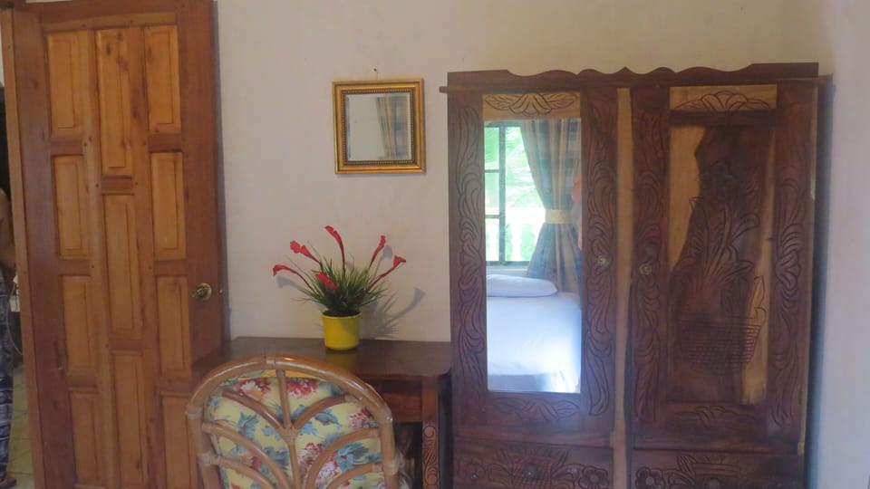 Downstairs ocean view room desk and closet.