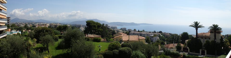 View from the balcony on the city of Nice and the sea