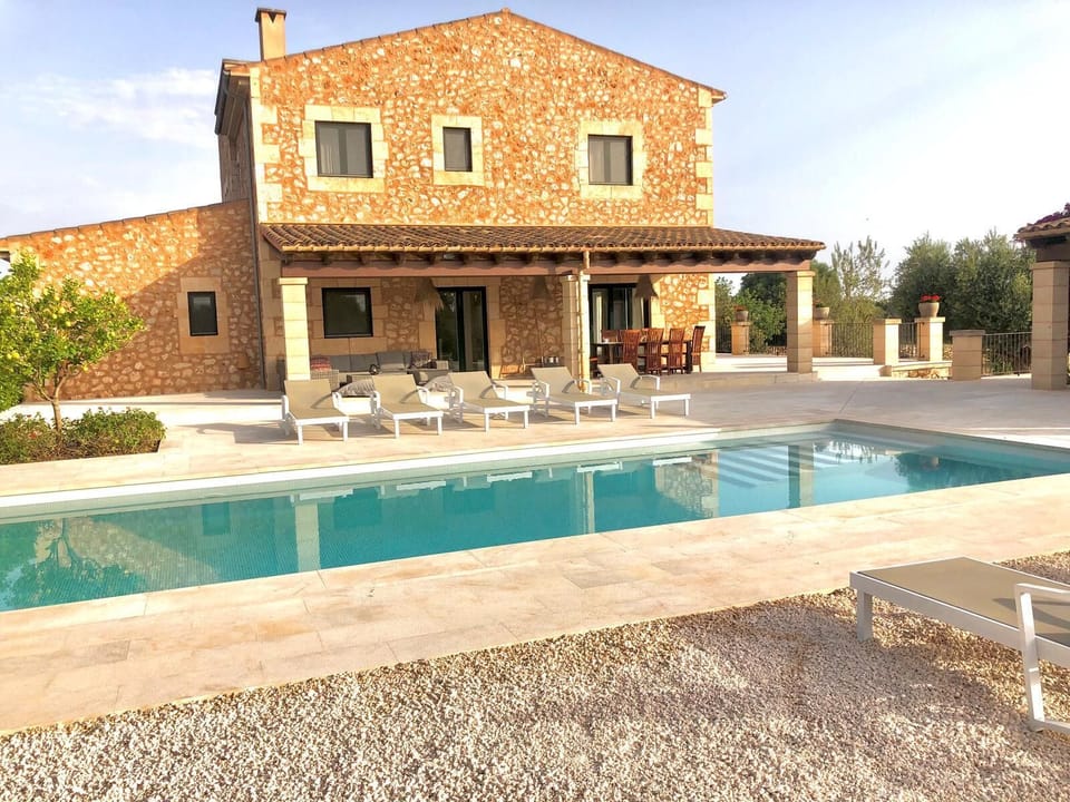 salt water pool and outdoor living area