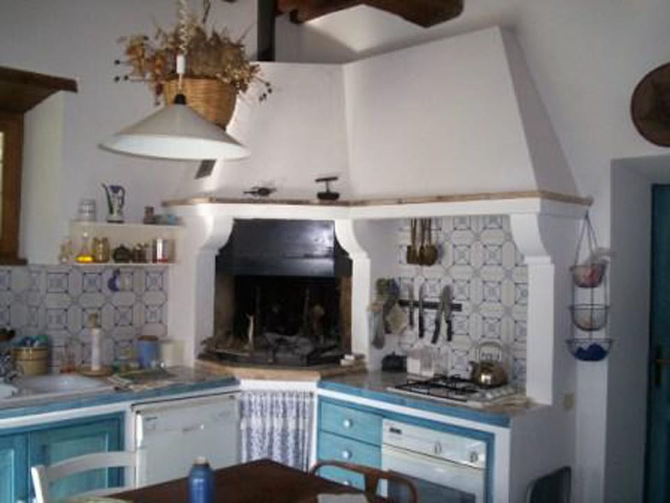 fireplace and stove for cooking