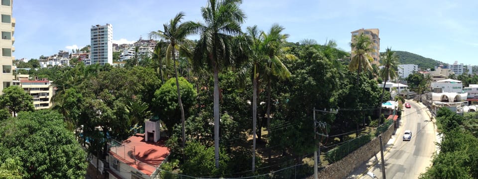 Panorama photo from back side (bedrooms), fresh trees, mountains and nice houses