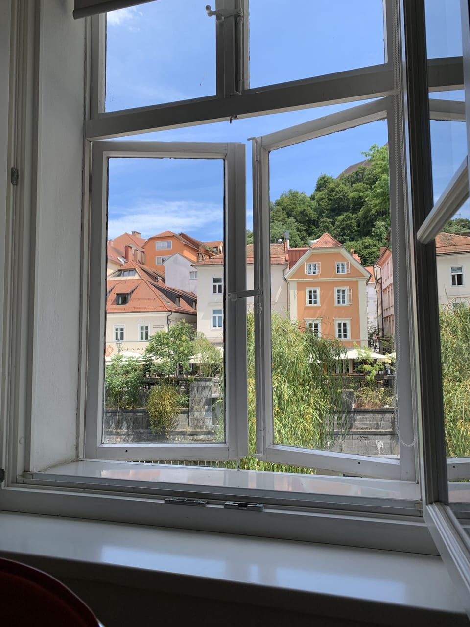 View of Ljubljanica river and the castle