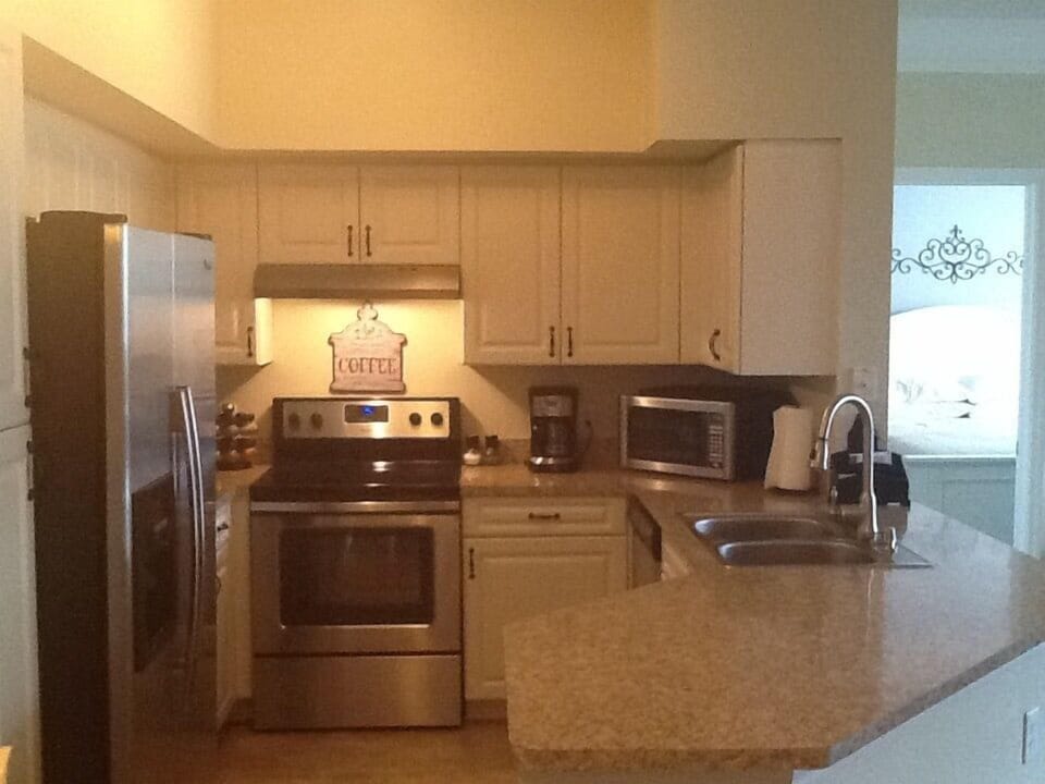 Kitchen with stainless steel appliances
