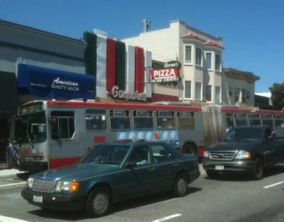 38 Geary bus, one block from apt.