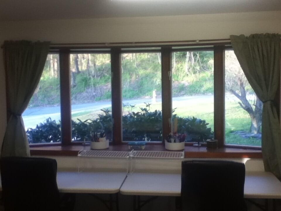 Large window allows for plenty of natural light w/specialty outlets for machines