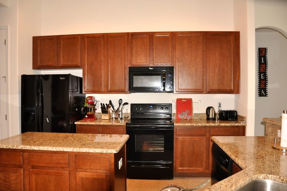 Fully equipped and functional kitchen.