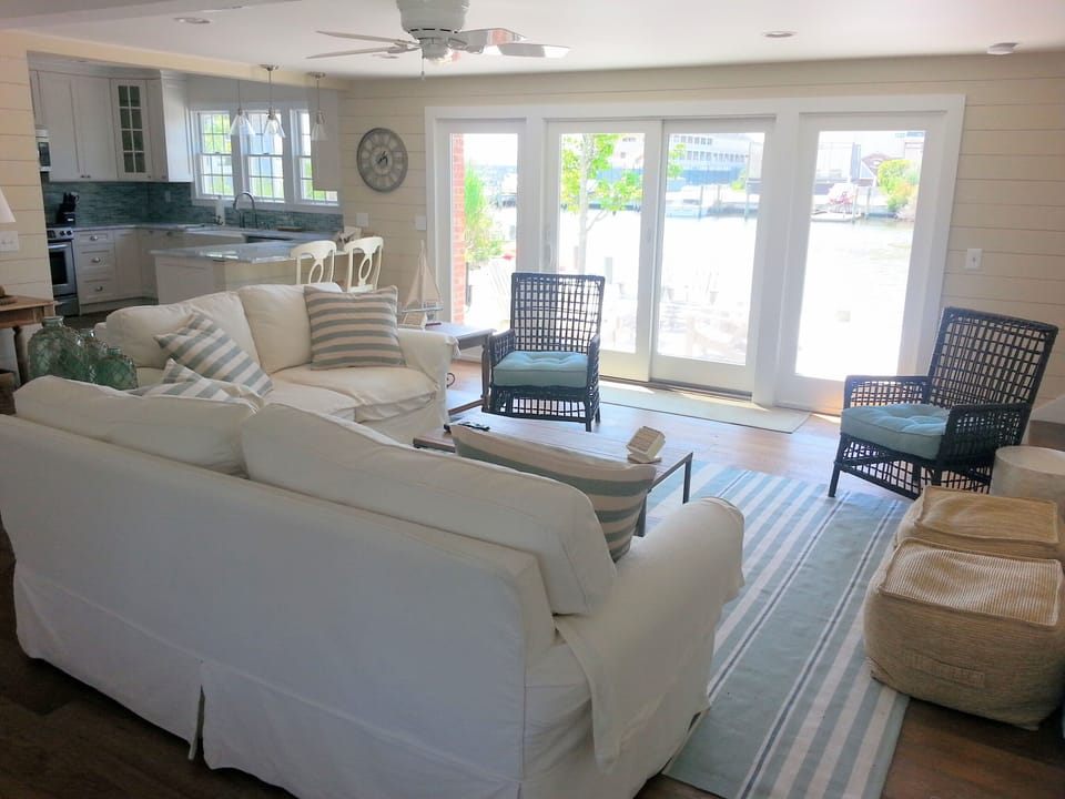 Living Room with Sliding Doors to Deck