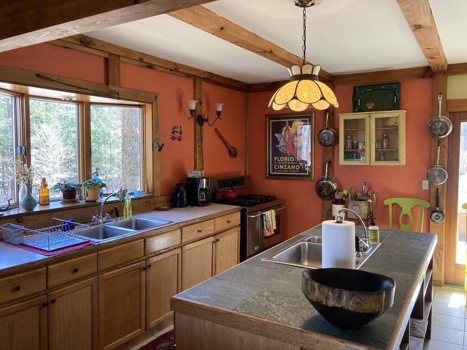 Large, well-equipped kitchen.  2 sinks, dishwasher, stainless appliances